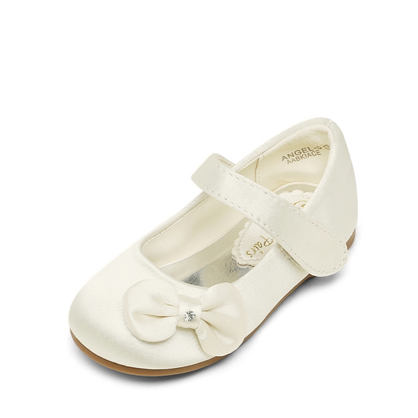 Toddler Girl's Ballerina Bow Flats - IVORY SATIN -  0